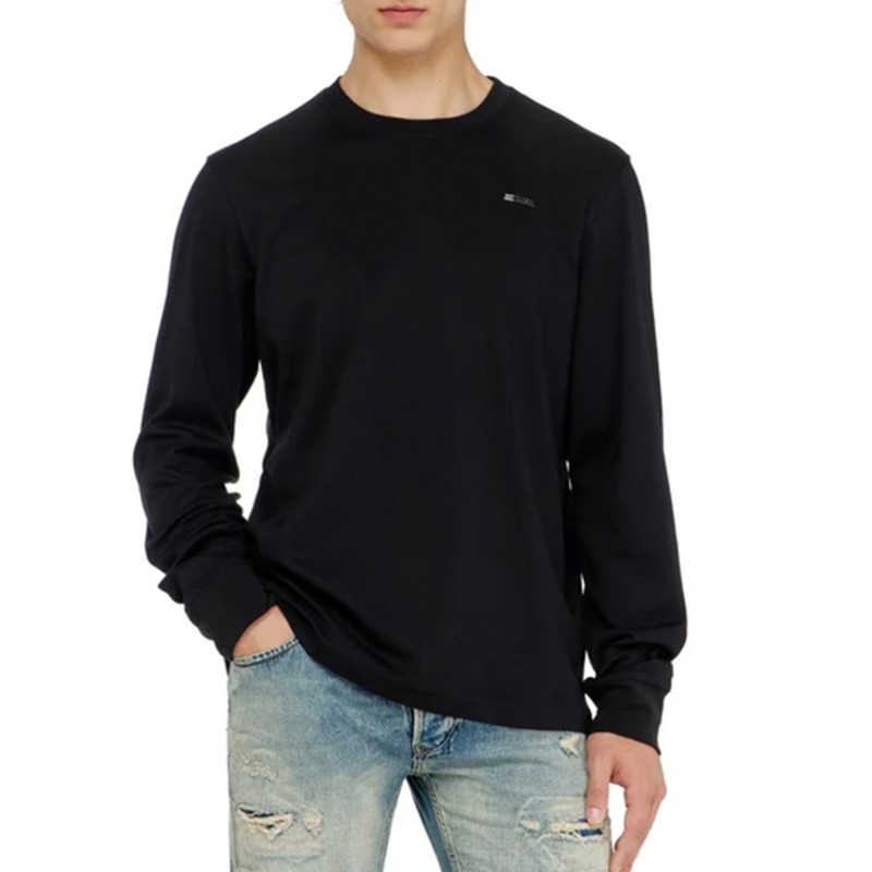Diesel T-Shirt Long Sleeve T-Adjust-Met-Black Diesel T-Shirt Long Sleeve T-Adjust-Met-Black