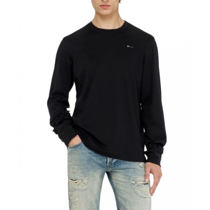 Diesel T-Shirt Long Sleeve T-Adjust-Met-Black Diesel T-Shirt Long Sleeve T-Adjust-Met-Black