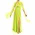 Allure Long Plisse Patterned Dress With Neck Bow-Lime