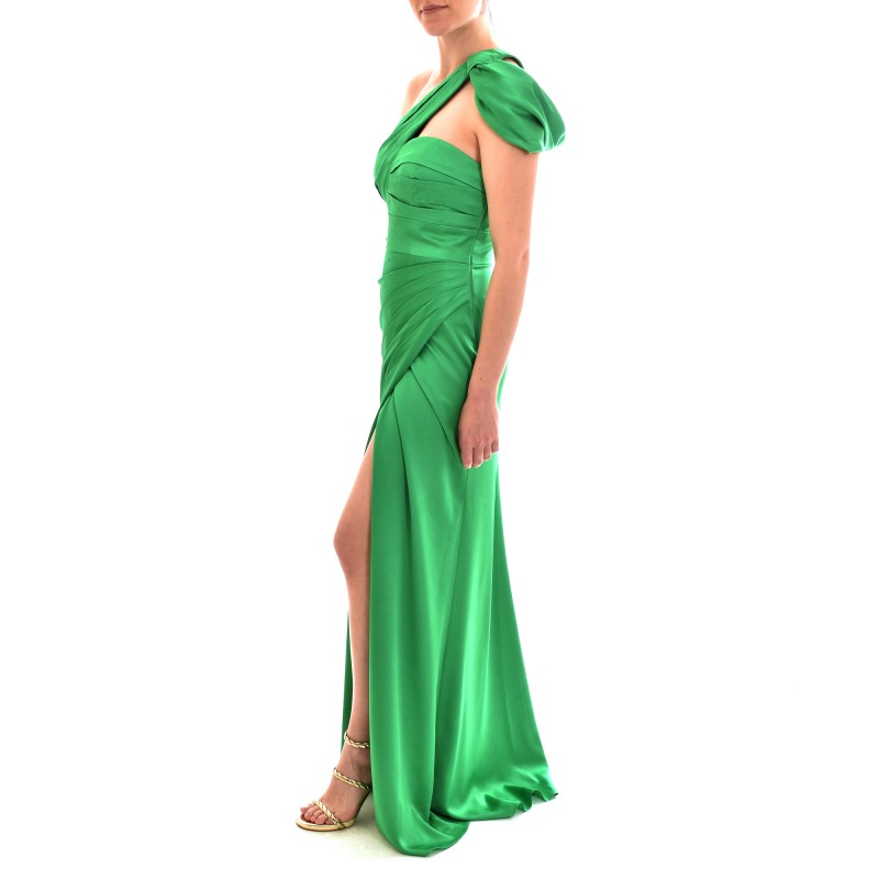 Allure Wrap Waist Shoulder Bow Dress-Green Allure Wrap Waist Shoulder Bow Dress-Green