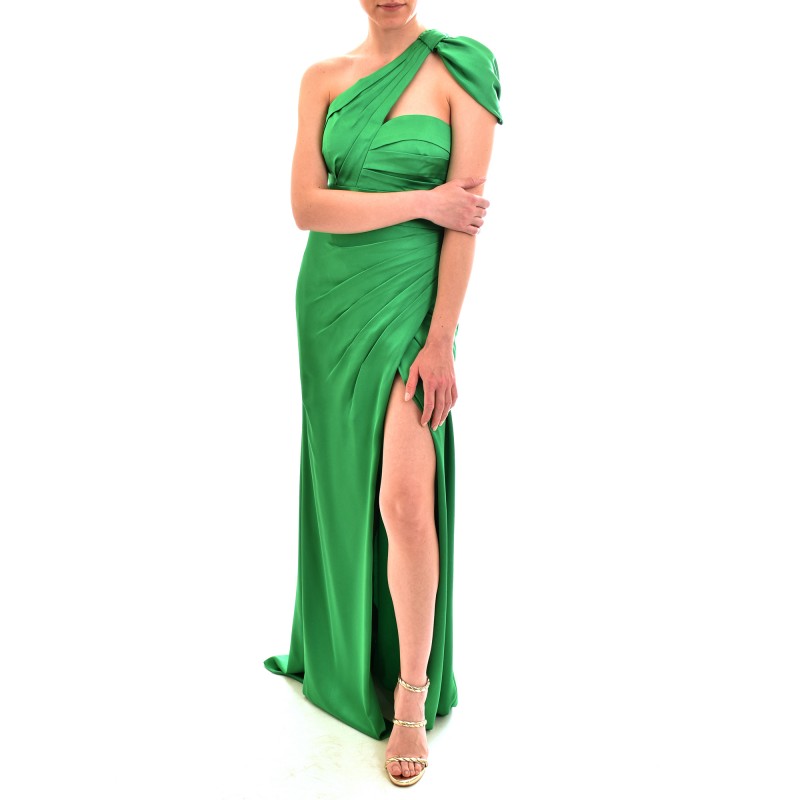 Allure Wrap Waist Shoulder Bow Dress-Green Allure Wrap Waist Shoulder Bow Dress-Green