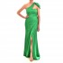 Allure Wrap Waist Shoulder Bow Dress-Green