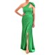 Allure Wrap Waist Shoulder Bow Dress-Green Allure Wrap Waist Shoulder Bow Dress-Green