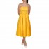 Allure Evening Sequin Patterned Pleated Dress-Yellow