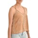 Nekane Top With Ethnic Embroidery & Ribbon-Sand