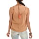 Nekane Top With Ethnic Embroidery & Ribbon-Sand