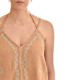 Nekane Top With Ethnic Embroidery & Ribbon-Sand