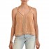 Nekane Top With Ethnic Embroidery & Ribbon-Sand