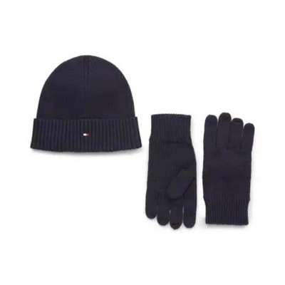 Tommy Hilfiger Essential Beanie & Gloves-Desert Sky