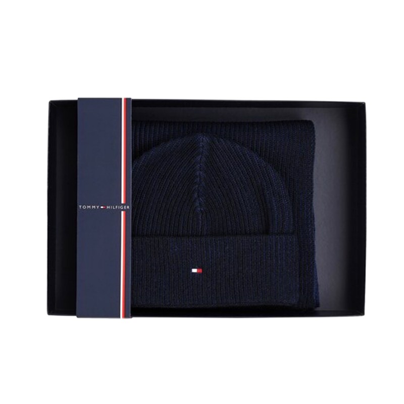 Tommy Hilfiger Flag Beanie & Scarf-Space Blue/Twilight Lapis