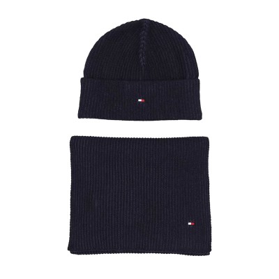 Tommy Hilfiger Flag Beanie & Scarf-Space Blue/Twilight Lapis