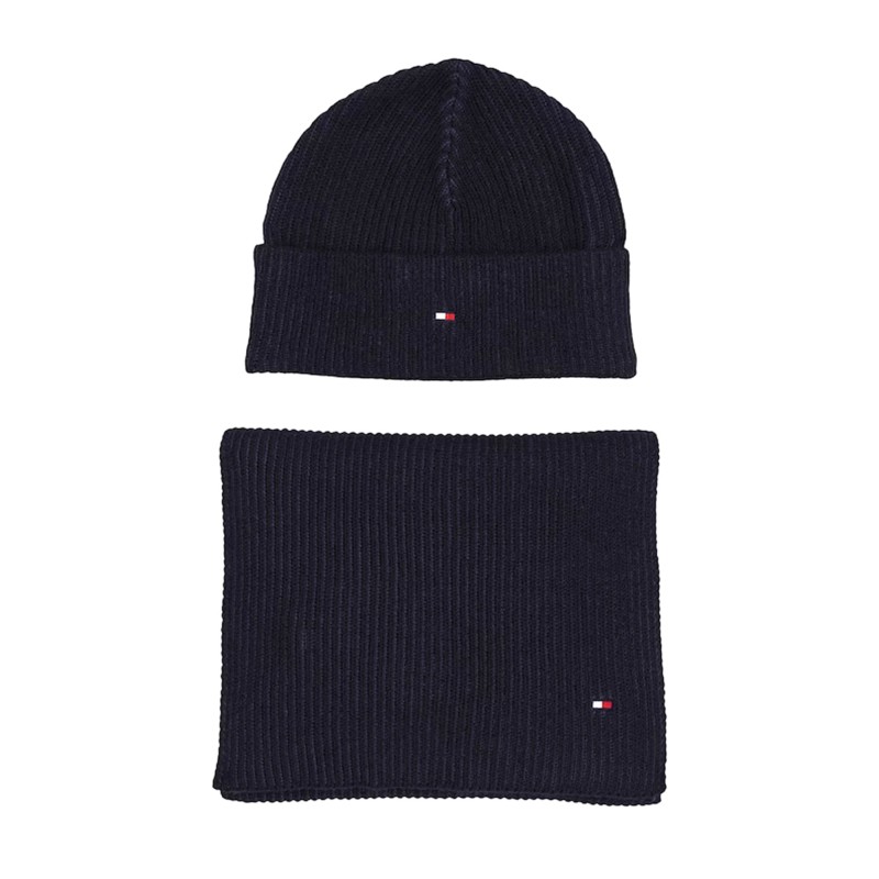 Tommy Hilfiger Flag Beanie & Scarf-Space Blue/Twilight Lapis
