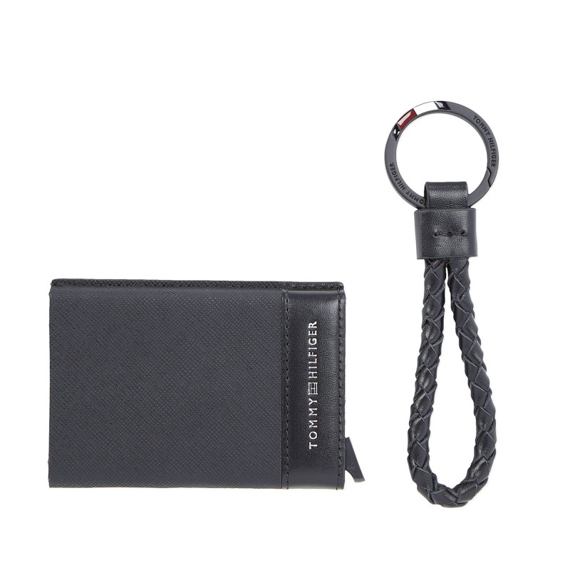 Tommy Hilfiger Saffiano Metal CC & Keyfob-Black