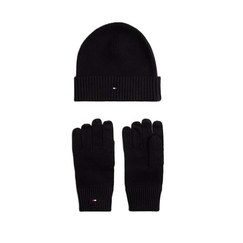 Tommy Hilfiger Beanie And Gloves TH Flag-Black Tommy Hilfiger Beanie And Gloves TH Flag-Black