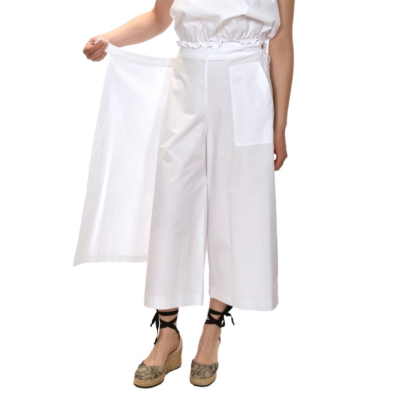 Lotus Eaters Crepe Wide Fit Trousers-White Lotus Eaters Crepe Wide Fit Trousers-White