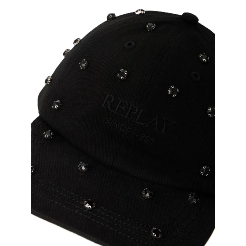 Replay Cap Baseball With Rhinestones-Black Replay Cap Baseball With Rhinestones-Black