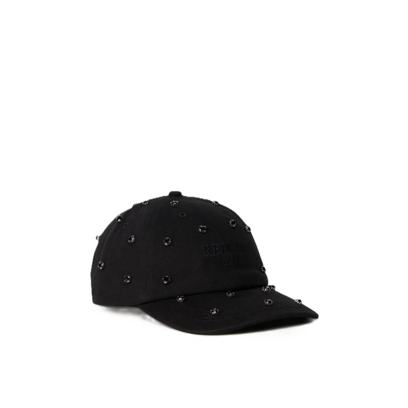 Replay Cap Baseball With Rhinestones-Black Replay Cap Baseball With Rhinestones-Black
