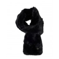 Replay Scarf Faux Fur With Diamond Logo-Black