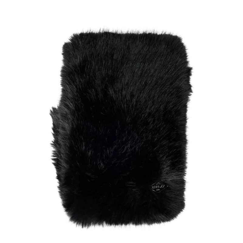 Replay Scarf Faux Fur With Diamond Logo-Black Replay Scarf Faux Fur With Diamond Logo-Black