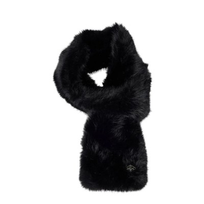 Replay Scarf Faux Fur With Diamond Logo-Black