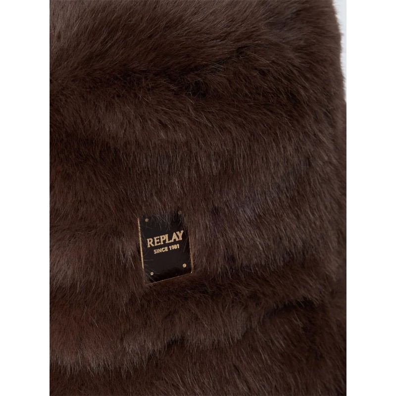 Replay Bucket Hat Faux Fur-Brown Replay Bucket Hat Faux Fur-Brown