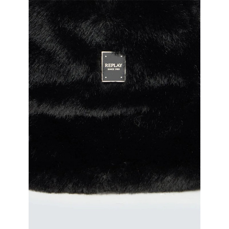 Replay Bucket Hat Faux Fur-Black