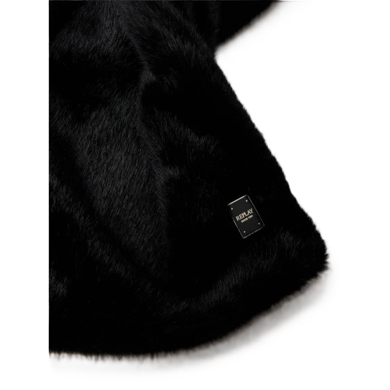 Replay Scarf Faux Fur-Black Replay Scarf Faux Fur-Black