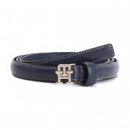 Tommy Hilfiger Waist Monogram Leather Belt-Desert Sky