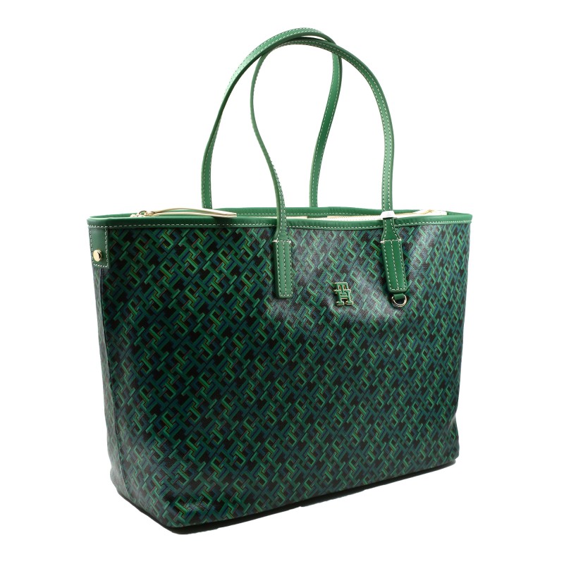 Tommy Hilfiger Monoplay Leather Tote Bag-Olympic Green