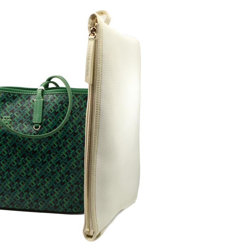 Tommy Hilfiger Monoplay Leather Tote Bag-Olympic Green