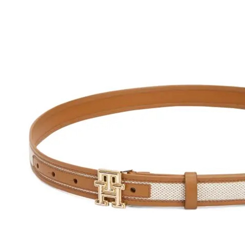 Tommy Hilfiger Belt Canvas TH Monogram Logo 2.5 cm-Cognac