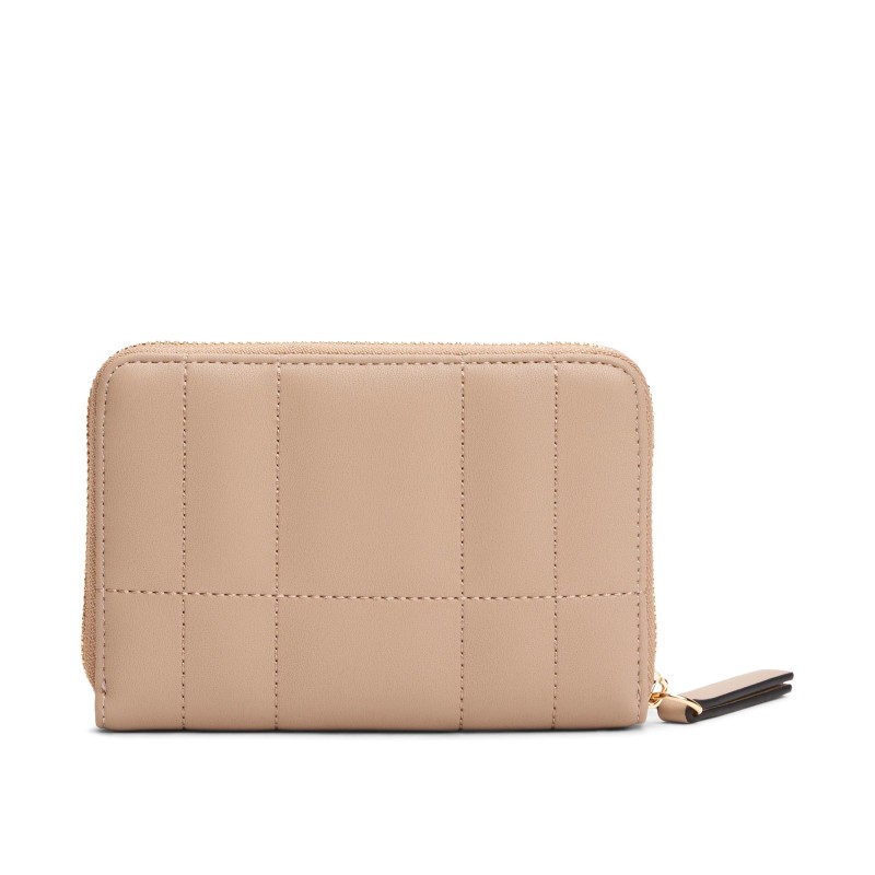 Tommy Hilfiger Wallet Th Monogram Flag Quilted Zip-Around-Coastal Taupe