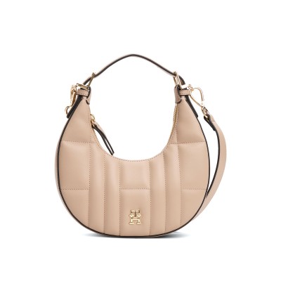 Tommy Hilfiger Shoulder Bag Quilted Crescent Crossbody-Coastal Taupe