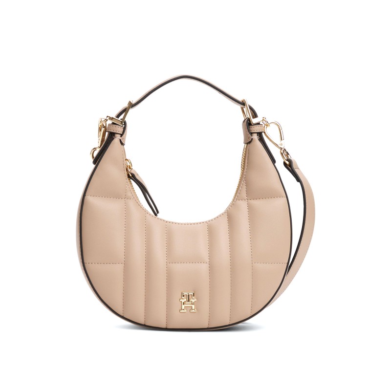 Tommy Hilfiger Shoulder Bag Quilted Crescent Crossbody-Coastal Taupe