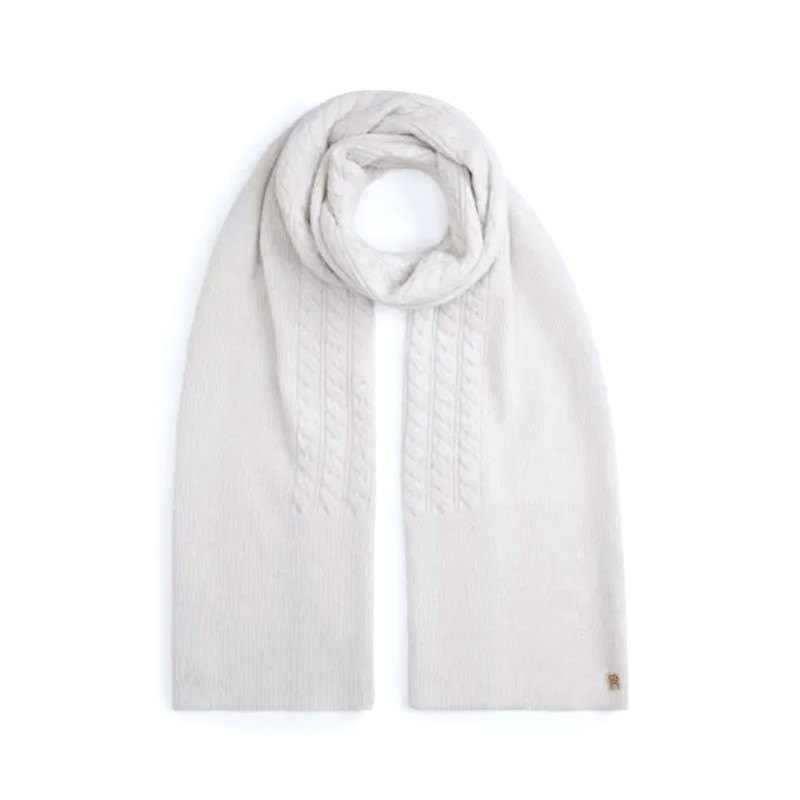 Tommy Hilfiger Scarf Fluffy Knitted With Cable Chic Pattern-Grey Whisper Tommy Hilfiger Scarf Fluffy Knitted With Cable Chic Pattern-Grey Whisper