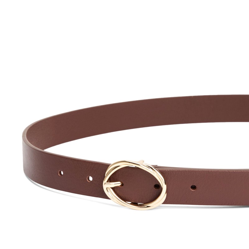 Tommy Hilfiger Belt Chic Twist Buckle Leather-Brown