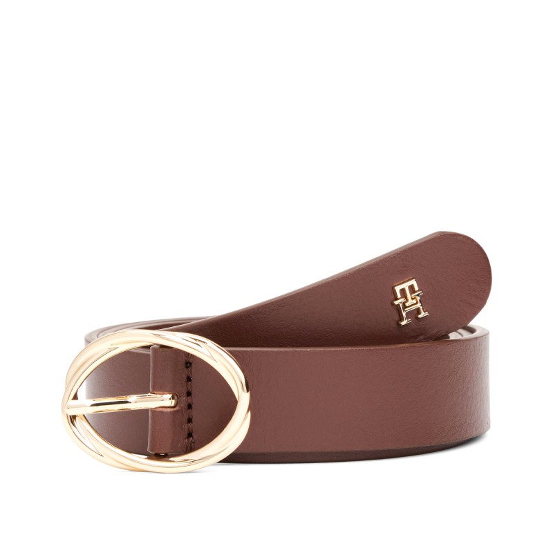 Tommy Hilfiger Belt Chic Twist Buckle Leather-Brown