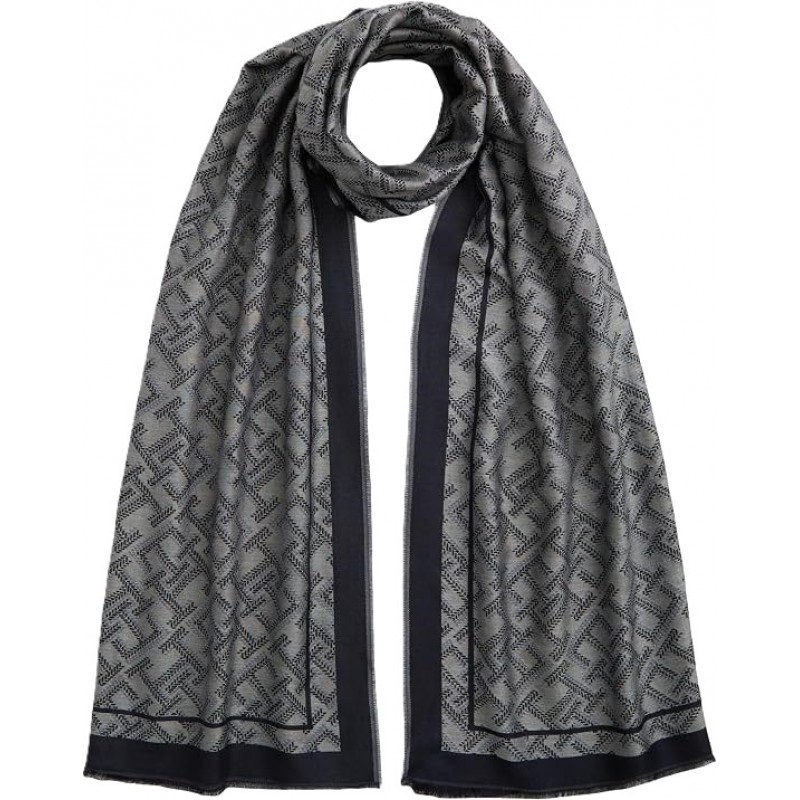 Tommy Hilfiger Scarf TH Monogram Jacquard-Space Blue Tommy Hilfiger Scarf TH Monogram Jacquard-Space Blue