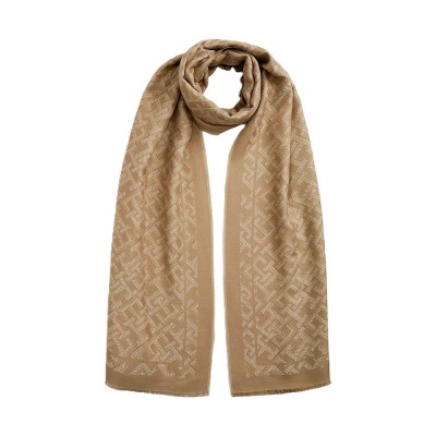 Tommy Hilfiger Scarf TH Monogram Jacquard-Rich Walnut