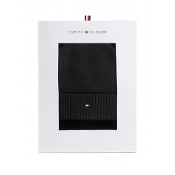 Tommy Hilfiger Beanie & Scarf TH Flag Gift Box-Black