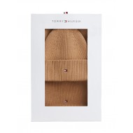 Tommy Hilfiger Beanie & Scarf TH Flag Gift Box-Safari Canvas
