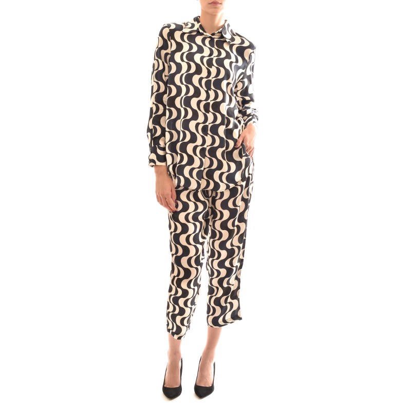 Philosophy Satin Print Pleated Pants-Black/Gold Philosophy Satin Print Pleated Pants-Black/Gold