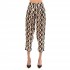 Philosophy Satin Print Pleated Pants-Black/Gold