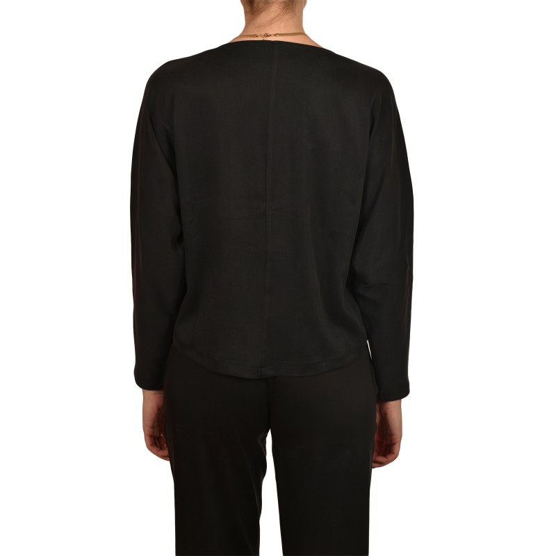 Philosophy Satin Sandwashed Cropped Top-Black Philosophy Satin Sandwashed Cropped Top-Black