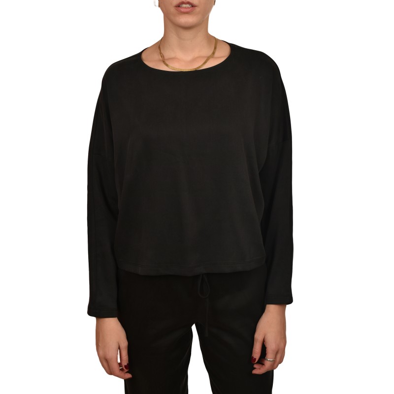 Philosophy Satin Sandwashed Cropped Top-Black Philosophy Satin Sandwashed Cropped Top-Black