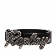 Replay Belt With Logo Buckle-Black/Silver