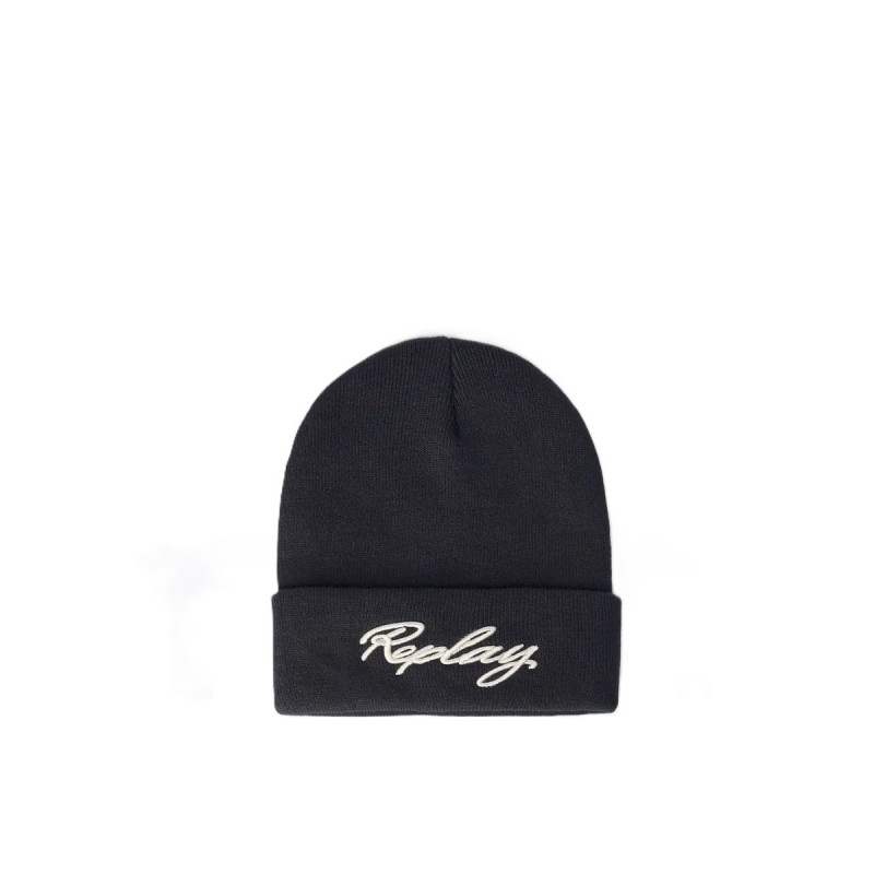 Replay Beanie With Embroiderd Logo-Blueberry
