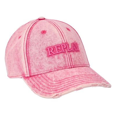 Replay Hat Distressed With Logo-Fuchsia Pink
