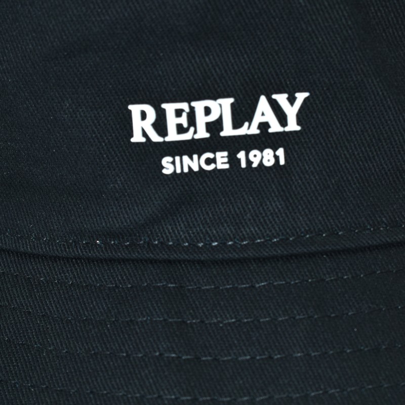 Replay Hat Bucket With Logo-Black