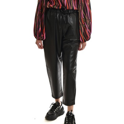 Lotus Eaters Trousers With Leather Effect-Black